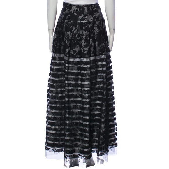 Sachin + Babi Dresses & Skirts - Sachin and Babi Noir Mesh Lace Overlay Maxi Skirt Black Floral Striped Size 6